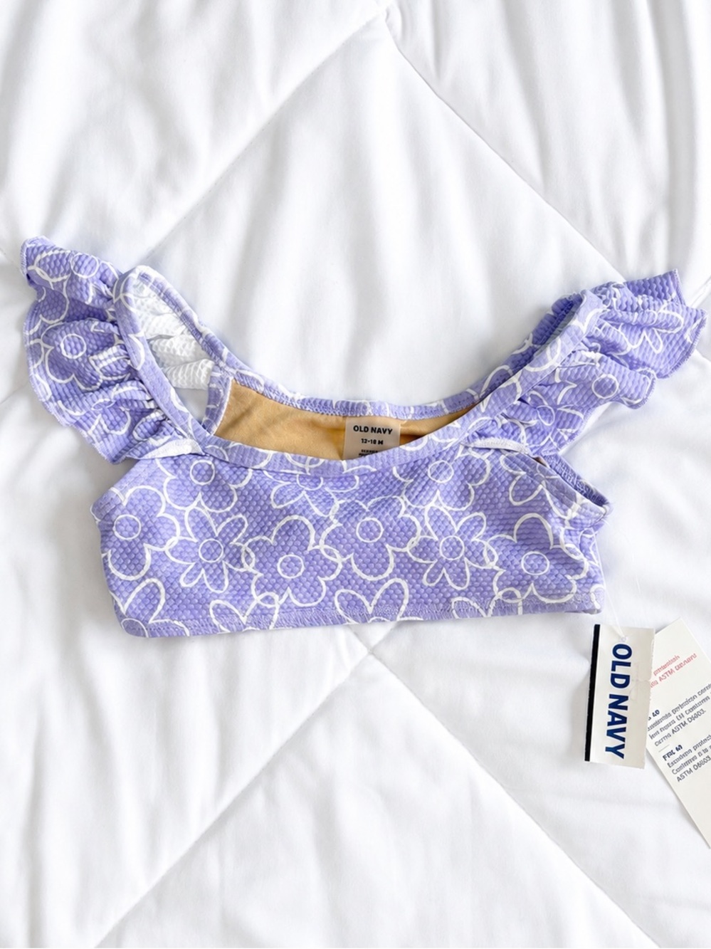 💦 OLD NAVY NWT Lavender Floral Textured Swim Top 12-18M Poolside Coquette